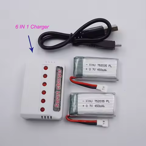 2pcs 3.7V 450mAh 25C Li-Polymer Li Battery 752035 Li-pol JST-XH 254mm Connector For Syma X5c Cheerso