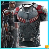 tshirt for men compression shirt Marvel Heroes 2022 Falcon Print Sports Bodysuit Stretch Breathable Compression Gym Shirt Short Sleeve T-Shirt Men