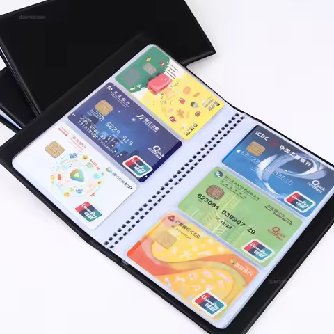 40/120 Leather Cards ID Credit Card Holder Book Case Organizer Business Cards ID Container Credit Ca