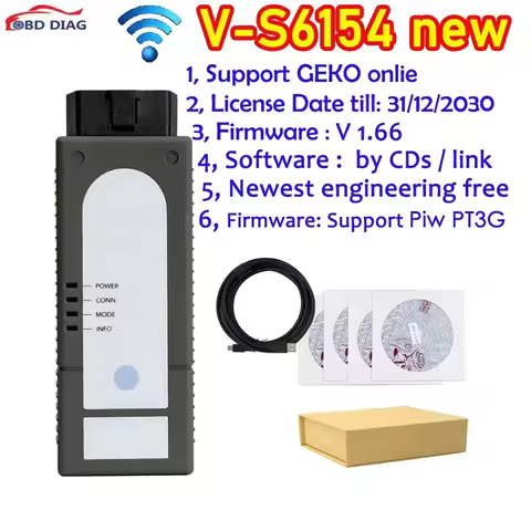 Online 6154 FW V1.66V with V6.2 Software Engineer V14.1 Flash ECU 6154 Wifi forV-W A-udi Car diagnos