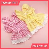 Yellow Dog Dress with Bowknot Collar Lace Dog Clothes for Shih Tzu Female Birthday Wedding Gown Cat 