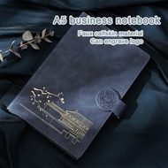 (Free Engraving Logo) A5/B5 Buckle Notebook, Leather Business Meeting Recordbook, Thickened Notepad,