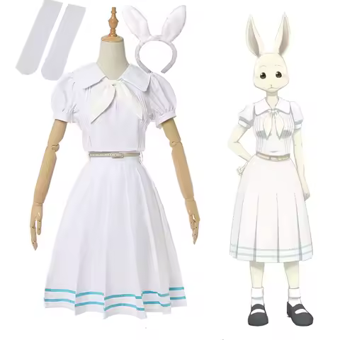 Anime Beastars Haru Cosplay Costume White Dress White Rabbit Haru JK Uniform Dress for Woman Girls H