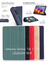 Yora Shop เคสฝวพับ Samsung Galaxy Tab S7 11(2020) SM-T870 T875 มีช่องเก็บปากกา  กันกระแทก  For:Samung Galaxy Tab S7 11นิ้ว (2020) SM-T870 T875 Smart Case for.Samsung GalaxyTabS8 2022SM-T735(11")