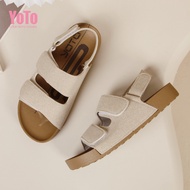 YOTO Women's Sandals Adjustable Double-Strap Leather Comfortable Casual Slippers For Women