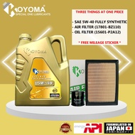 PERODUA ATIVA 1.0 ,New ALZA TURBO OIL FILTER + AIR FILTER + KOYOMA 5W40 FULLY SYNTHETRIC ENGINE OIL