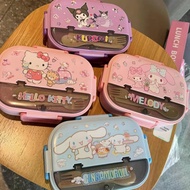 2026 New Style Cartoon Melody Office Worker Large Capacity Three-Grid Lunch Box 304 Stainless Steel 