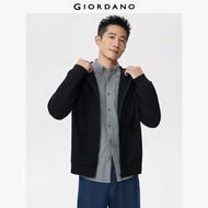GIORDANO ผู้ชาย  เสื้อแจ็คเก็ต Waffle Hoodie เสื้อแจ็คเก็ต Kanga Pocket Zip Front เรียบ เรียบง่าย แฟ