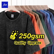 Heavy Retro Wash t shirt 250gsm High-Quality Cotton Distressed Large oversized shirt Short Sleeve ba