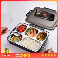 PORS Stainless Steel 304 Leakproof Lunch Box with Soup Bowl 5 Grid - P-5 Original 99 Square