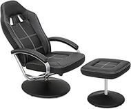 MoNiBloom Gaming Chair with Ottoman, Adjustable Backrest Racing Style PC Computer Office Chair, PU Leather Widened Seat for Gaming and Home Office, Black