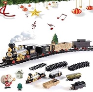 Christmas Train Set For Under Tree,Electric Train Sets For Kids,With Lights &amp; Sounds,162 Inches Railway Tracks For Around The Christmas Tree Battery Operated Toys Xmas Train Gift Boys &amp; Girls GINDU