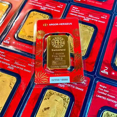 Brass Gold Plated 2025 Dragon Limited Edition Bar Credit Suisse 1OZ Collectible Replica With Protect