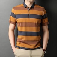 WZHZJ Multi-color Polo Shirt Men Short Sleeve Striped Summer Tops Thin Fashion Male Polo Shirts Streetwear Casual T-shirt (Color : B, Size : XXXL code)