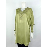 Sircinta Amanda Sequin Embroidery Tunic Batwing Silk Top bySC