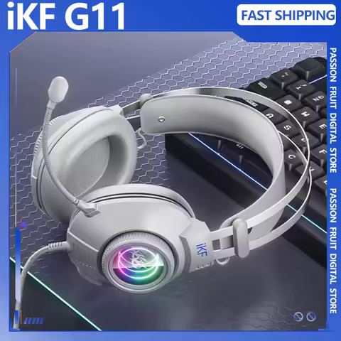 iKF G11 Esports Headphones Wired with Microphone 7.1 Channel RGB Lighting Effect Ergonomic Lightweig