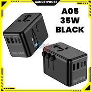 Pengecas GaN Universal Travel Adapter Power 35W / 70W Kabel Boleh Tarik 70cm Fast Charger Type-C