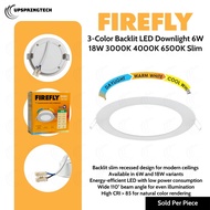 Firefly 3-Color Backlit LED Downlight 6W 18W 3000K 4000K 6500K Slim