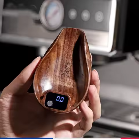 Wooden Walnut Color Tea Coffee Espresso Scale Weigh Digital Coffee Scale with Timer, 0.1g 0.01oz Res