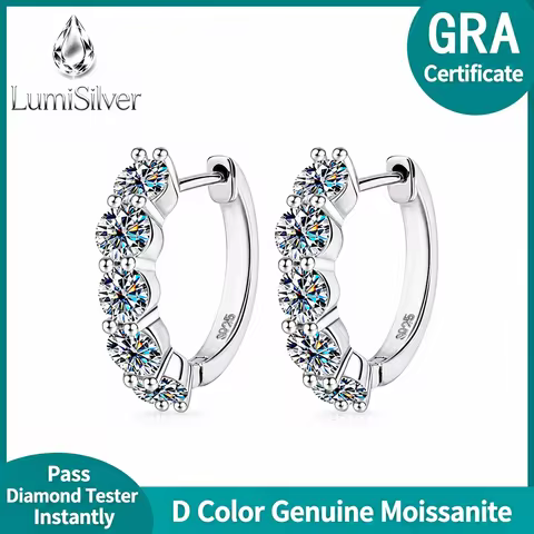 S925 Sterling Silver 3 Carat High-End Full Paved Moissanite Stud Earrings D Color Authentic Jewelry