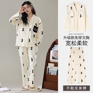Pajamas for Women Spring and Autumn Style 100% Cotton Long Sleeves with Chest Pads 2025 New Cotton S