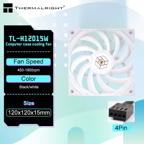 Thermalright TL-H12015 120x120x15mm Computer case cooling fan，3Phase 6 Pole Motor/S-FDB V2 bearing/B