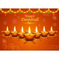 Happy Deepavali Photography Backdrop Indian Festival of Lights Deepavali Backdrop Diya Lamp Good Wishes Diwali Holiday Celebration Party Banner Poster Home Decor Photo Booth Props