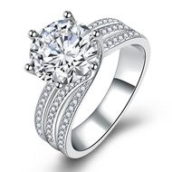 Luxury Group Inlaid Third-Generation Love Female Ring 5 Carat Imitation Moissanite Six-Claw Inf