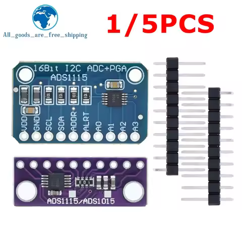 TZT 1/5PCS ADS1115 16 Bit I2C Module Precision 4 Channel Development Board Pro Gain Amplifiers 2.0V 