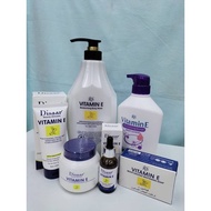 Vitamin E set New 6in1, 1 shower Gel 2 Vit E Body lotion 3 Facial Cleanser 4 Vit E Serum (5) Vit E m