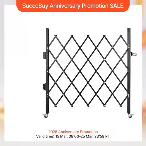 SucceBuy Single Folding Security Gate 1.5-2mx1.22-3.66m Folding Door Gate Steel Accordion Flexible E