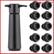 JIMEIXIAN01 Black Wine Saver Pump Plastic with 10 Vacuum Stoppers Bottle Sealer Durable Easy to Use Wine Preserver Wine Bottles