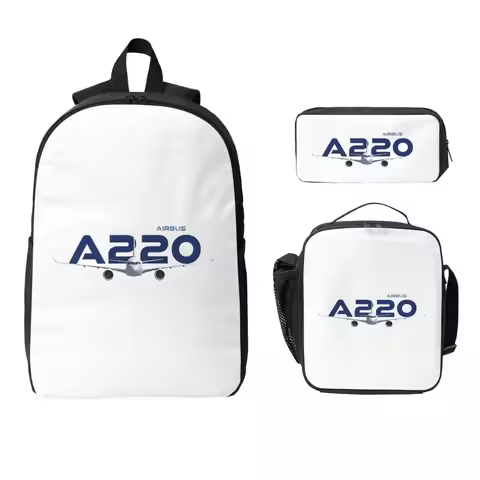 Airbus A220 Backpack Student BookBag School Bag Computer Shoulder Bags 3ps Insulated Lunch Bag Penci