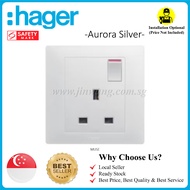 Aurora Silver Hager 13A Socket (Single/Double) Switch [Singapore Local Authorized Seller]