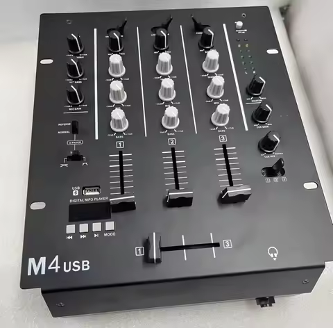 M4 USB Professional 4-channel DJ Mixer with USB SD LCD 3-channel DJ Mixing Controller for DJ rooms