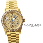 Valentino范倫鐵諾金色機械錶