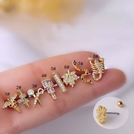 1 Piece 20Gauge Barbell Length Earring Helix Piercing Snake Leave Shape