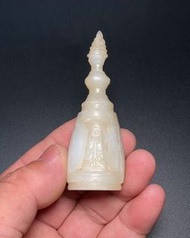 老和田白玉佛塔（案頭清供） 宜案頭陳設，亦可納入隨身雅藏。 完整無磕，全品存世不