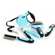 DELE Pet Dog Cat Grooming Tools Kit 5 In 1 Box Set, Pin Comb, Nail Clipper, Slicker Brush, Dematting