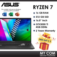 Asus VivoBook Pro 16X OLED 16" 4K Laptop M7600Q-EL2051TS M7600Q-EL2059TS (Ryzen7 or 9, 16GB, 512GB S
