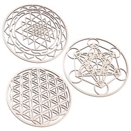 LAB0 new 3Pcs/Set Sacred Geomtry Wall Art Set Wooden Wall Art Sacred Geometry Art Sculpture Wall Dec