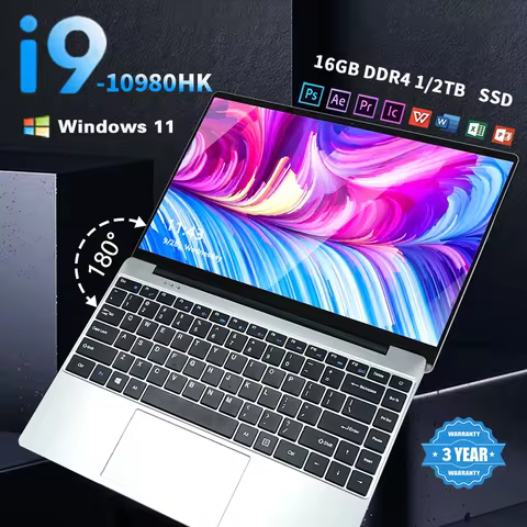 2026 New Core i9-10980HK 14.1 inch Laptop Computer Portable Windows 11 Pro Notebook 16GB RAM 1TB 2TB