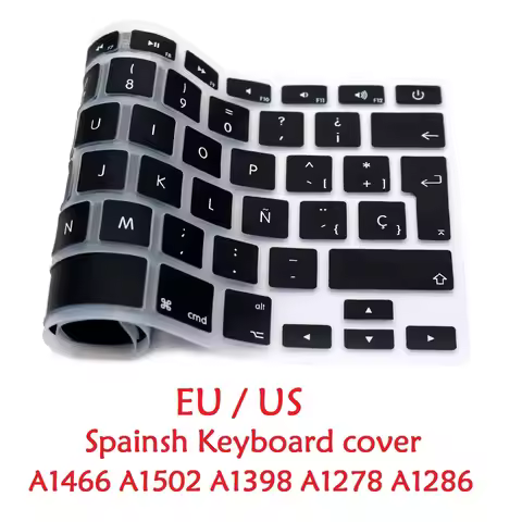 EU US Spanish Keyboard For Macbook Air Pro Retina 13 15 Spanish Keyboard Cover Silicon A1466 A1278 A