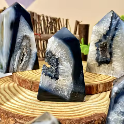 1PC Random High Quality Black Onyx Geode Agate Gate Natural Crystal Gate,Natural Crystal Decoration,