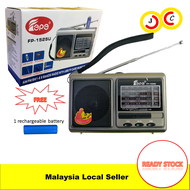 FM Radio Mini Portable Rechargeable/Battery Radio Analog Tuning 6 Bands USB/TF Music Player Radio Ba