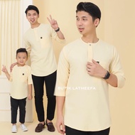 KURTA ADAMY KUNING CAIR SOFT YELLOW AYAH ANAK PREMIUM | KURTA LENGAN 3 SUKU | KURTA BAYI BUDAK LELAK