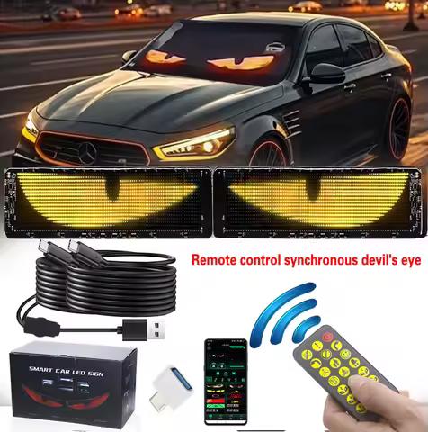 2PCS 1/2 Windshield Devil Eyes Bliking Flashing LED Eyes On The Windshield Glowing Window Soft Folda