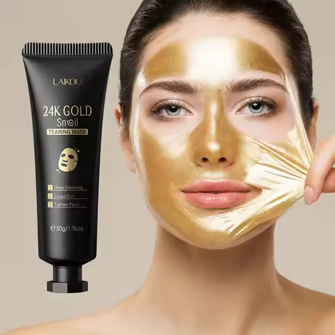 Laikou 24K GOLD Snail Moisturizing Face Mask Anti Wrinkles Hydrating Anti-Aging Facial Masks Skin Ca