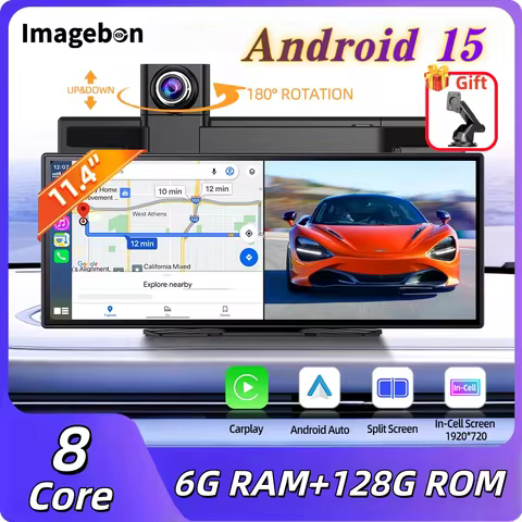 Imagebon P70 Plus Android 15 11.4" 6+128G Dual WiFi Wireless CarPlay & Android Auto Dash Cam Smart S