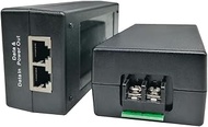 PLUSPOE 24V Gigabit POE Injector | 12/24V (12-36V) DC Input | 24V/1A 24W DC PoE Out | Passive Mode B
